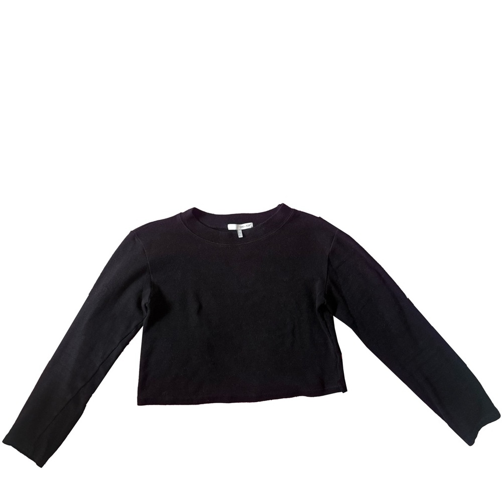 Oak + Fort Black Long Sleeve Crop Top
